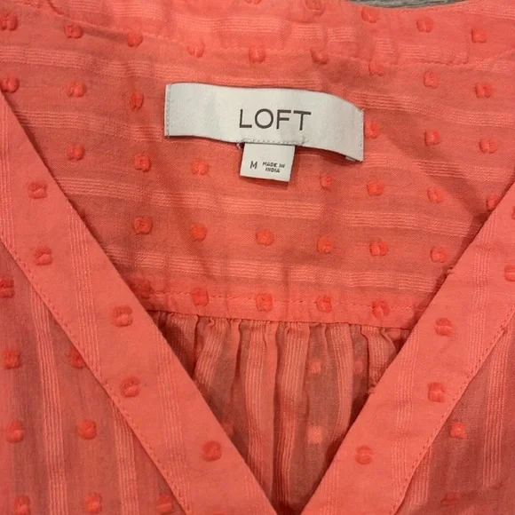 LOFT Clip Coral V-Neck Shirt - Picture 4 of 4